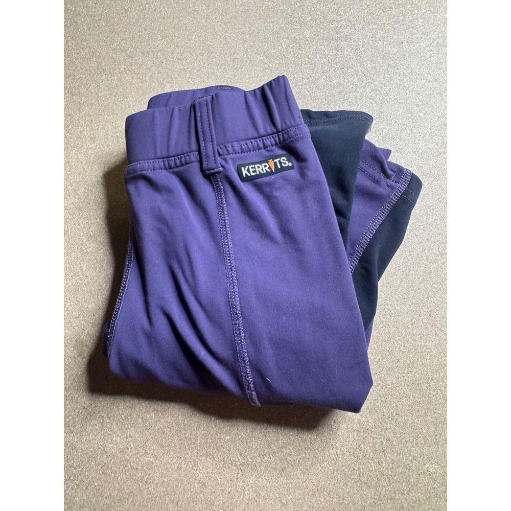 Kerrits Purple Equestrian Riding Tights Silicone Grip Knee Patch Leggings Medium